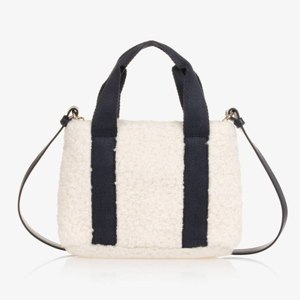 Chloé-Girls Blue & Cream Fleece Tote | Childrensalon Outlet