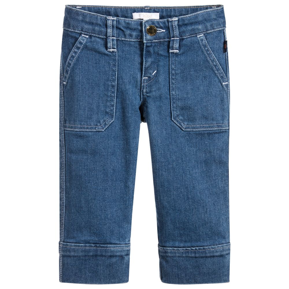 Chloé - Girls Blue Cropped Denim Jeans | Childrensalon Outlet