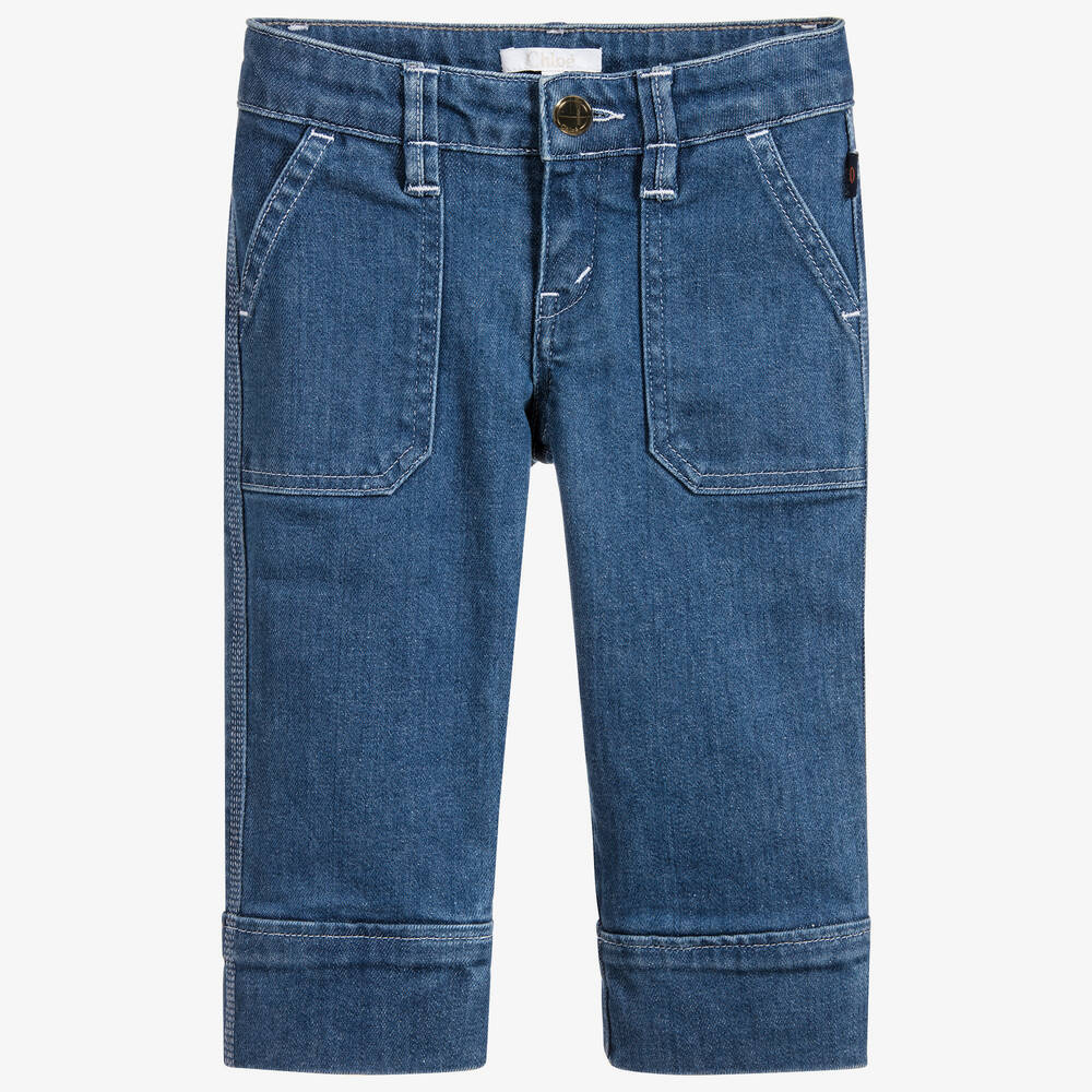 Chloé-Girls Blue Cropped Denim Jeans | Childrensalon Outlet