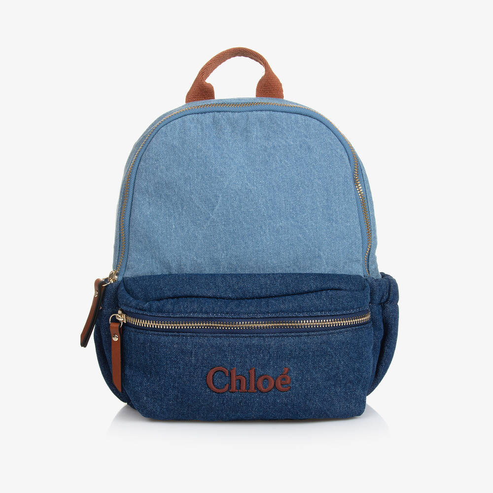 Chloé-Girls Blue Denim Backpack (26cm) | Childrensalon Outlet