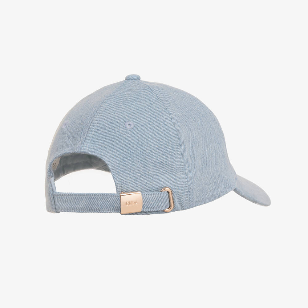 Chloé-Girls Blue Denim Cap with Embroidered Logo | Childrensalon Outlet