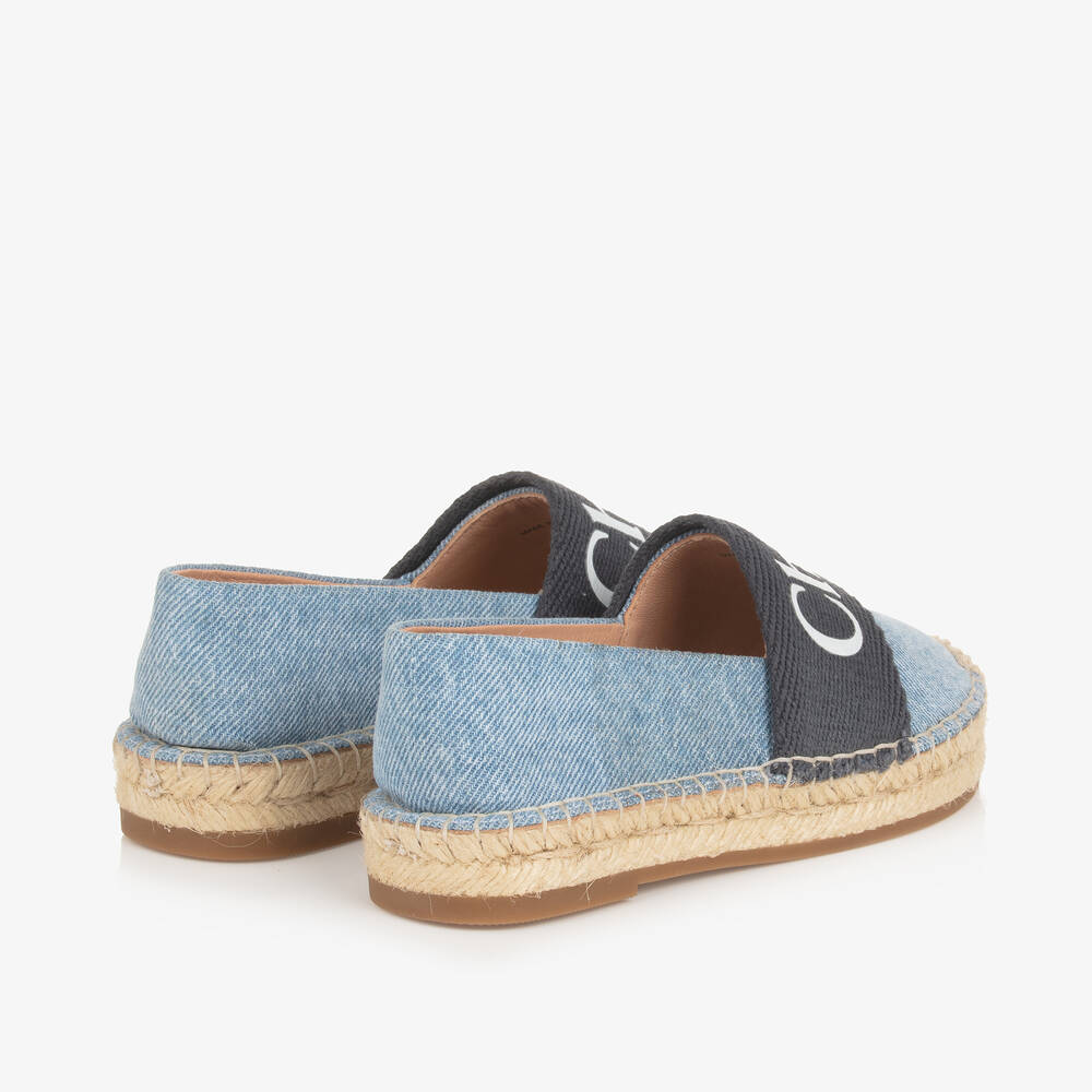 Chloé-Girls Blue Denim Espadrilles | Childrensalon Outlet