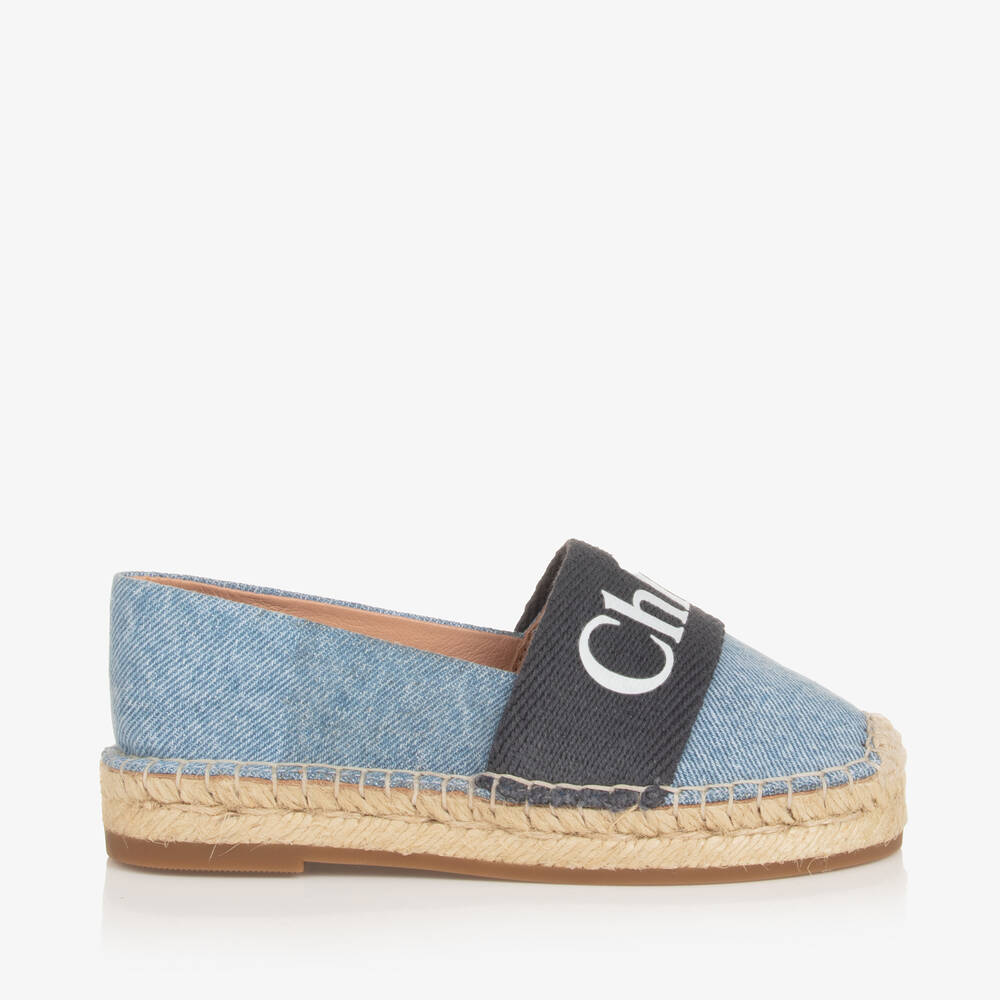 Chloé-Girls Blue Denim Espadrilles | Childrensalon Outlet
