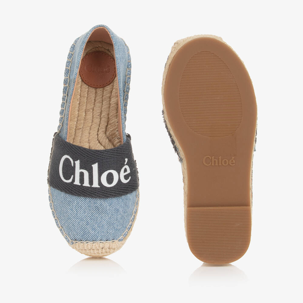 Chloé-Girls Blue Denim Espadrilles | Childrensalon Outlet