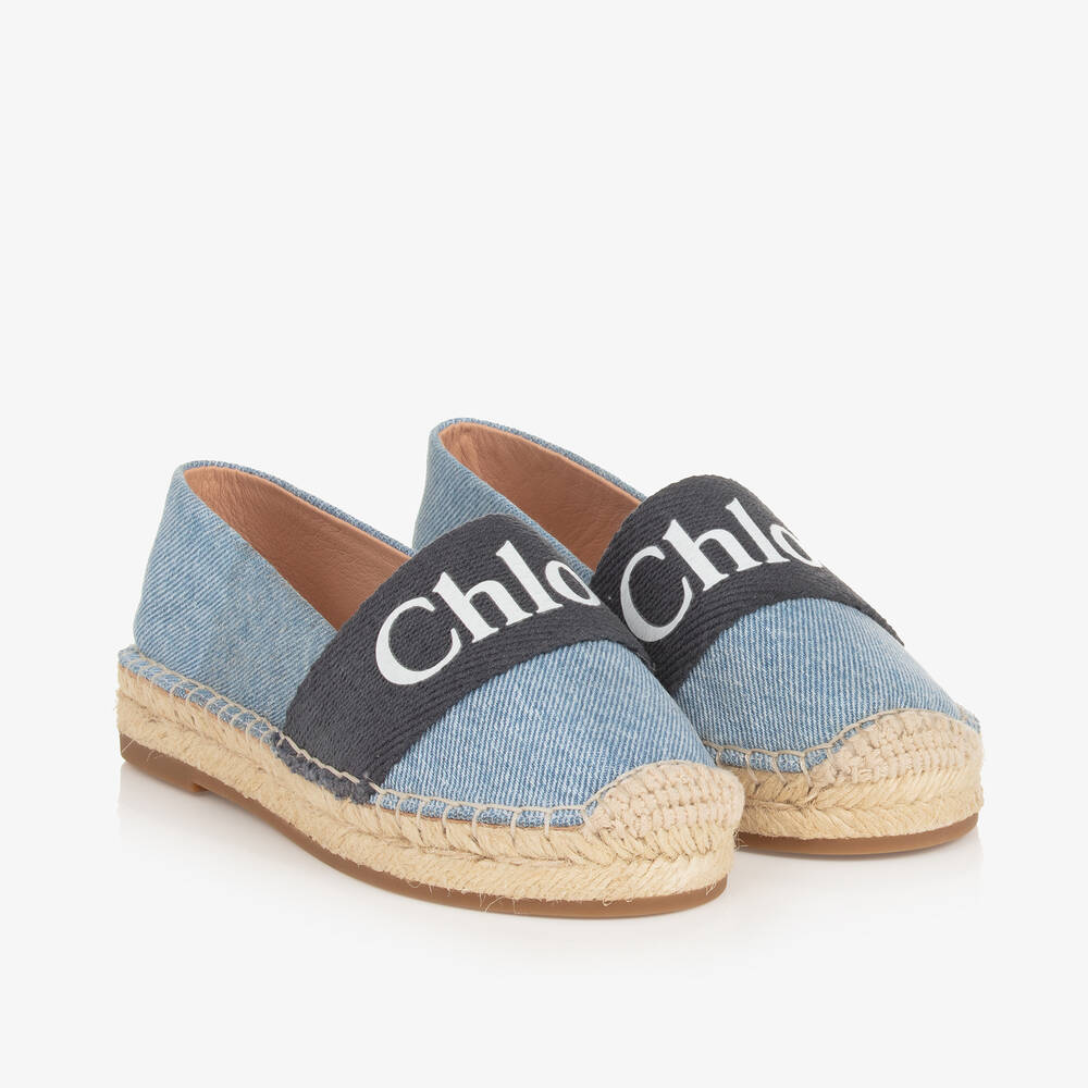 Chloé-Girls Blue Denim Espadrilles | Childrensalon Outlet