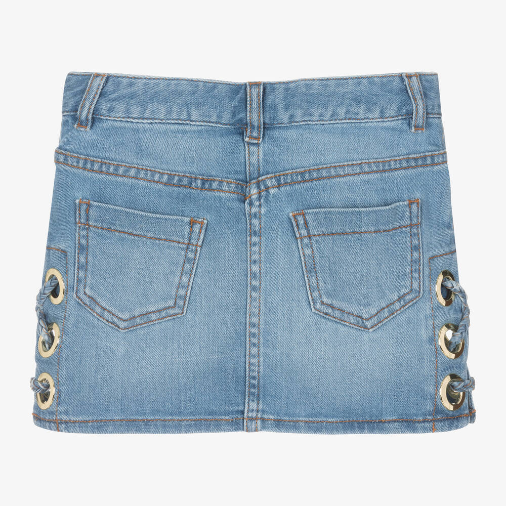 Chloé-Girls Blue Denim Eyelet Skirt | Childrensalon Outlet