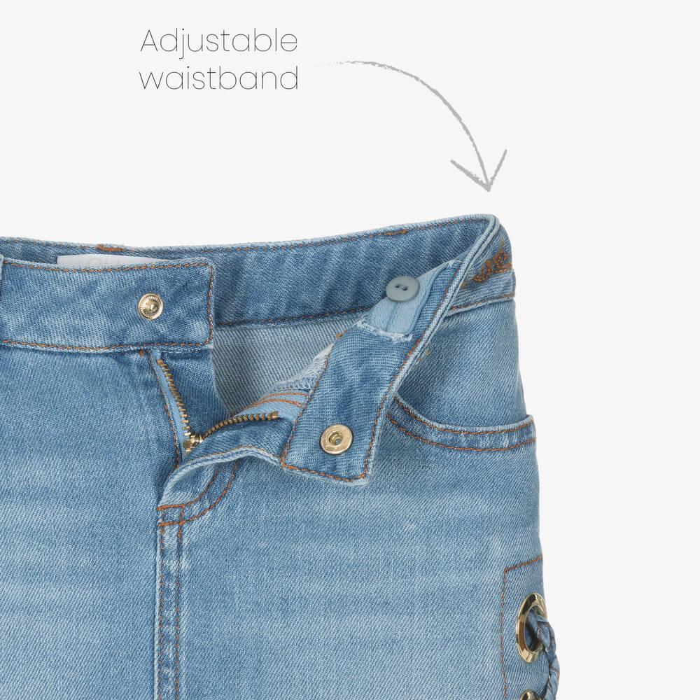 Chloé-Girls Blue Denim Eyelet Skirt | Childrensalon Outlet