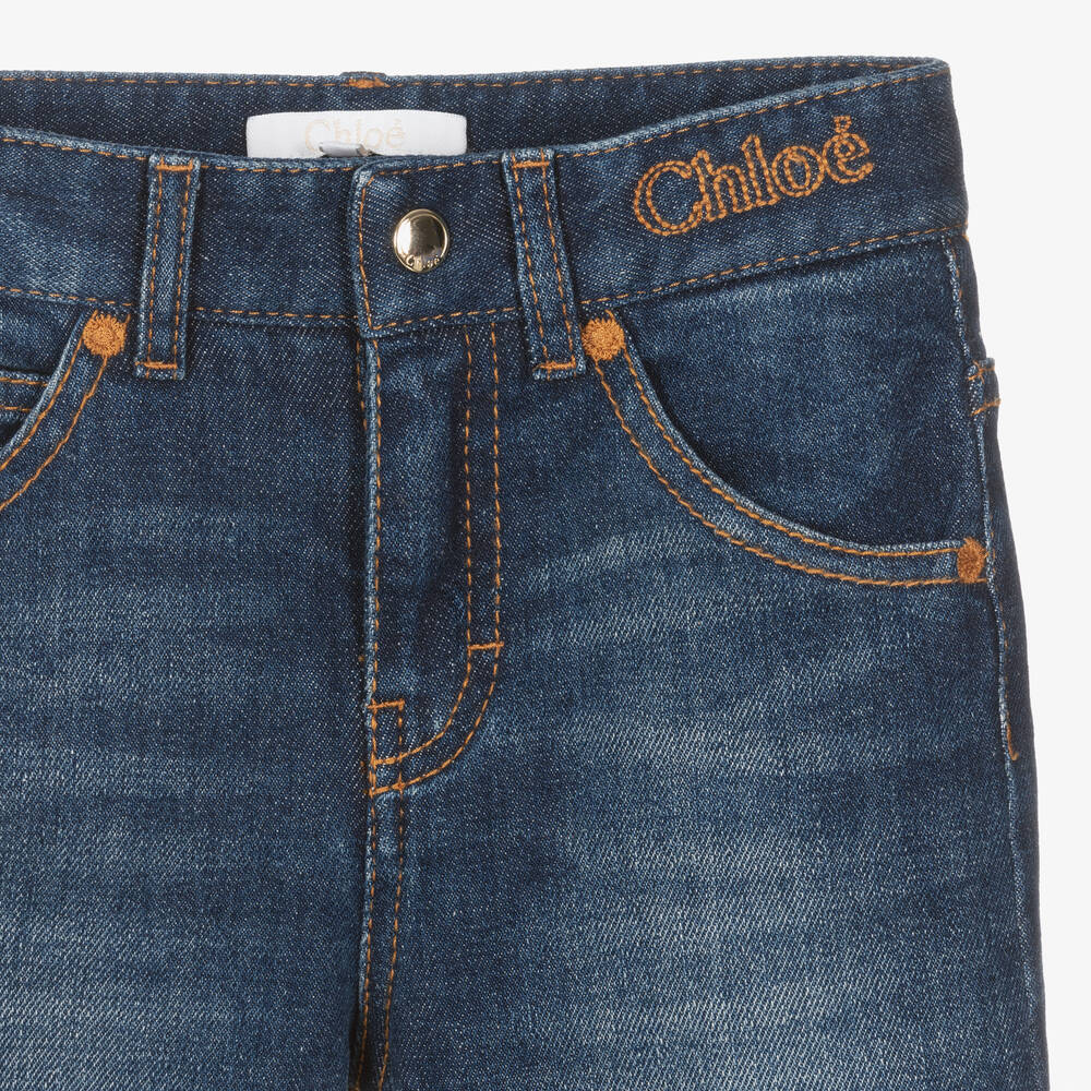 Chloé-Girls Blue Denim Flared Jeans | Childrensalon Outlet