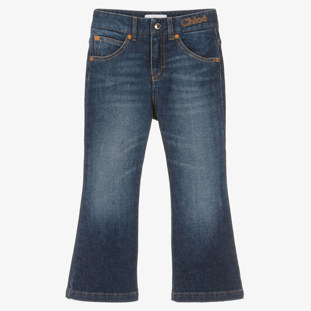 Chloé - Girls Blue Denim Flared Jeans | Childrensalon