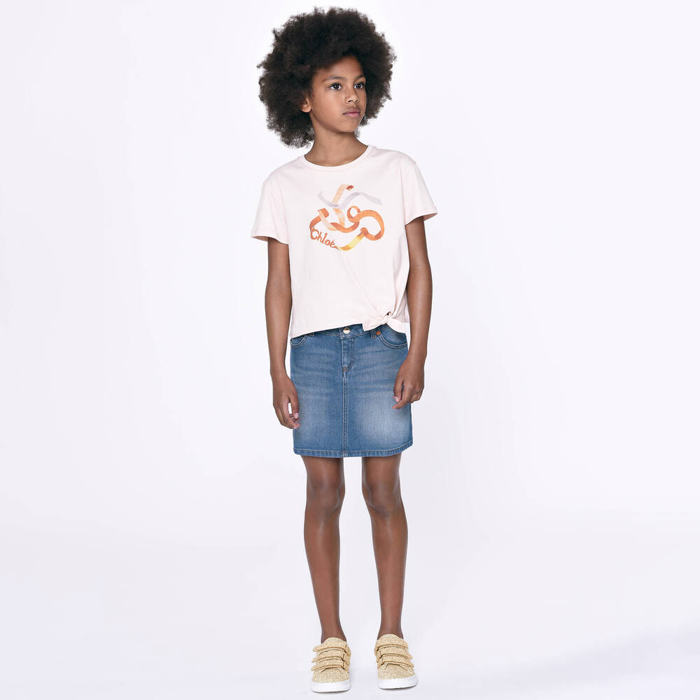 Chlo Girls Blue Denim Mini Skirt Childrensalon Outlet