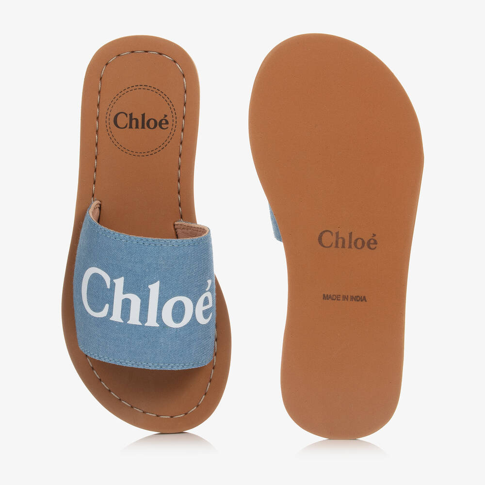 Chloé-Голубые джинсовые шлепанцы для девочек | Childrensalon Outlet