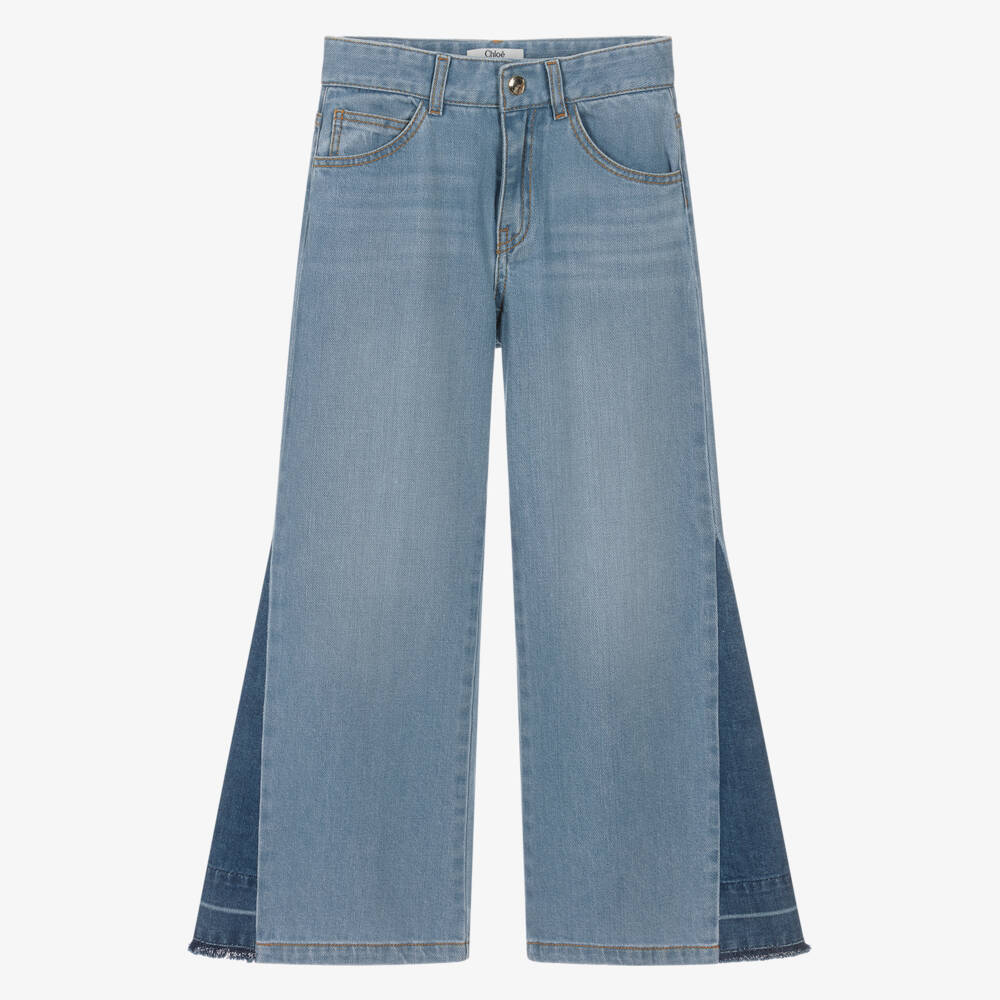 Chloé-بنطلون جينز أزرق واسع للبنات | Childrensalon Outlet