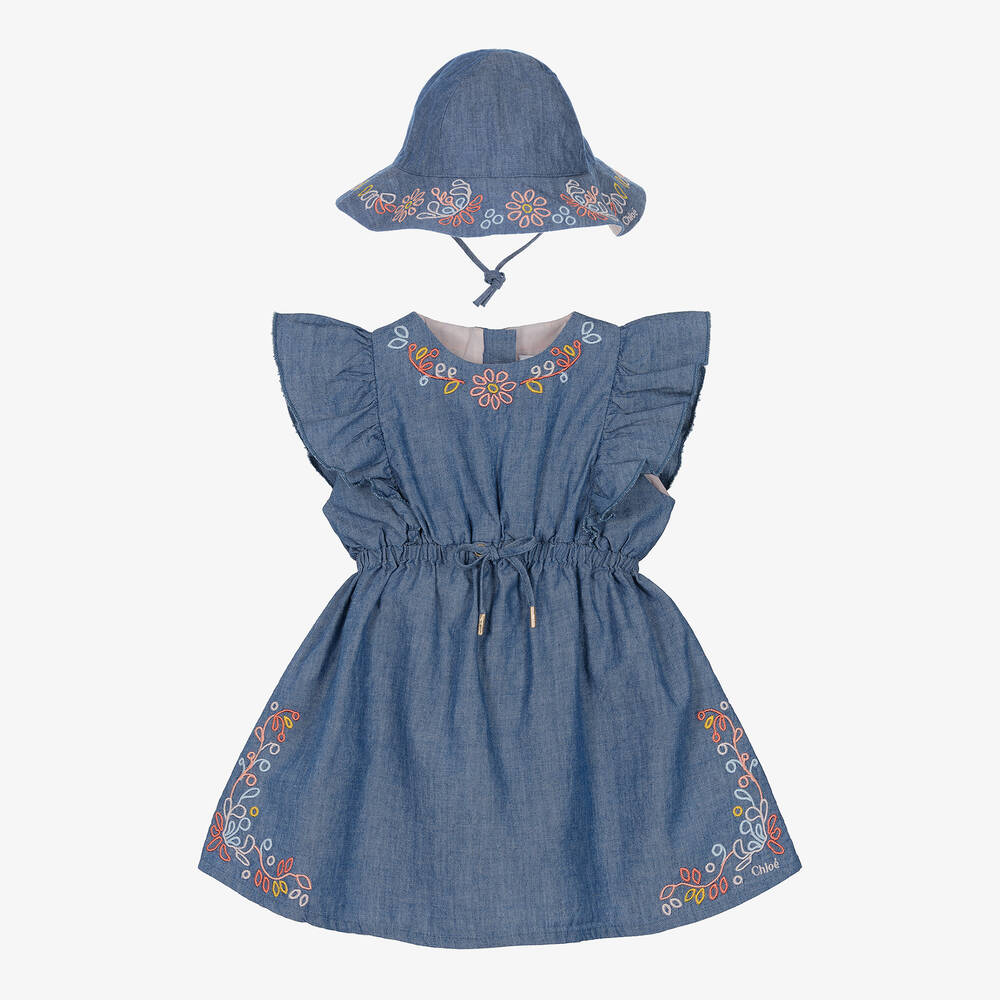 Chloé - Ensemble robe en chambray à fleurs | Childrensalon