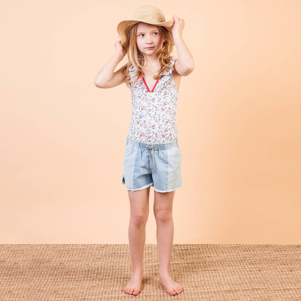 Chloé-Girls Blue Floral Swimsuit | Childrensalon Outlet
