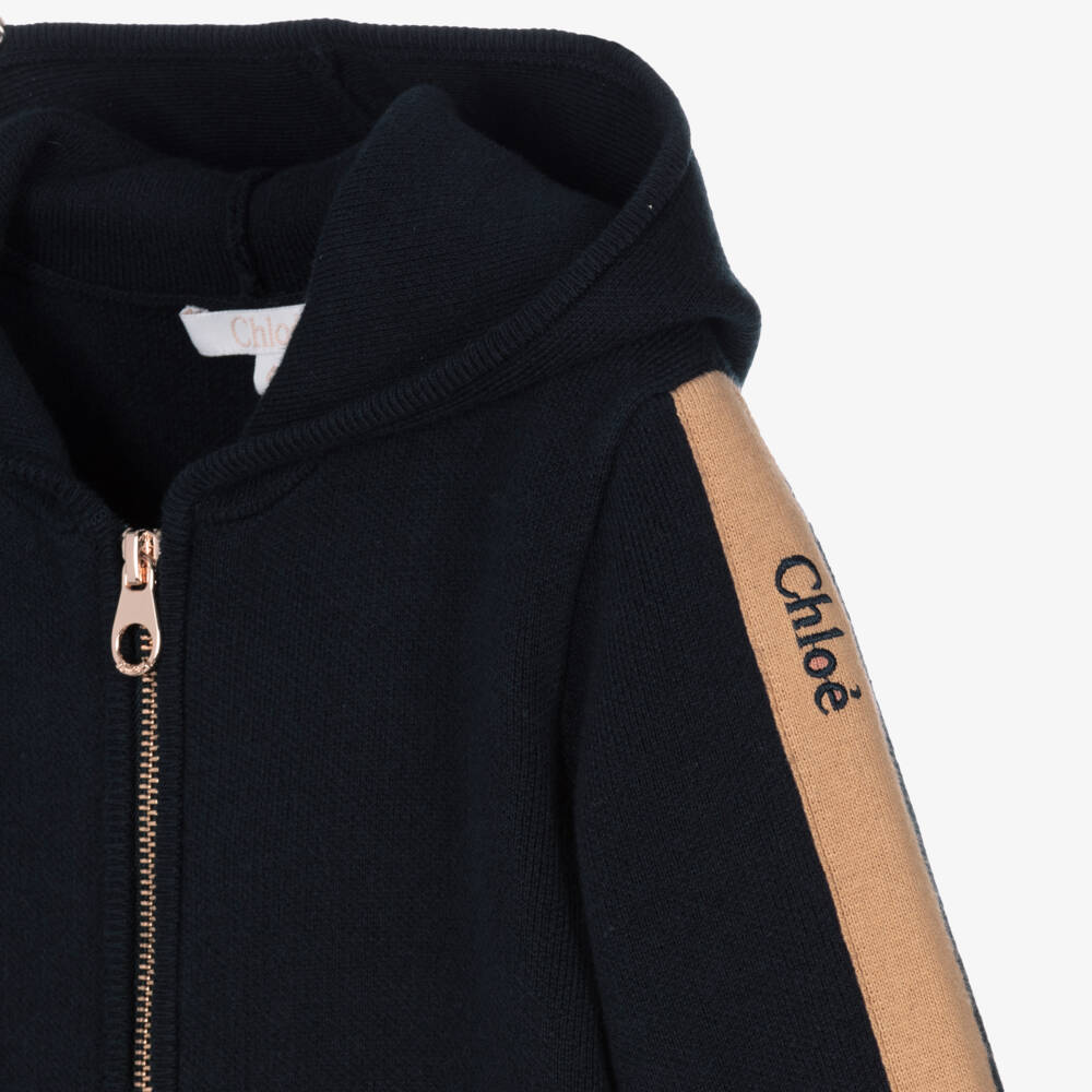 Chloé-Girls Blue Knit Zip-Up Hoodie | Childrensalon Outlet