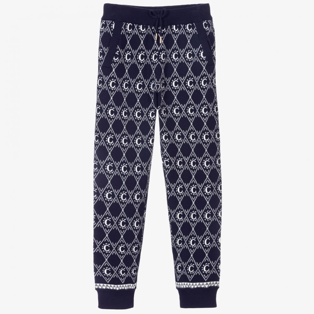 Chloé - Girls Blue Knitted Joggers | Childrensalon