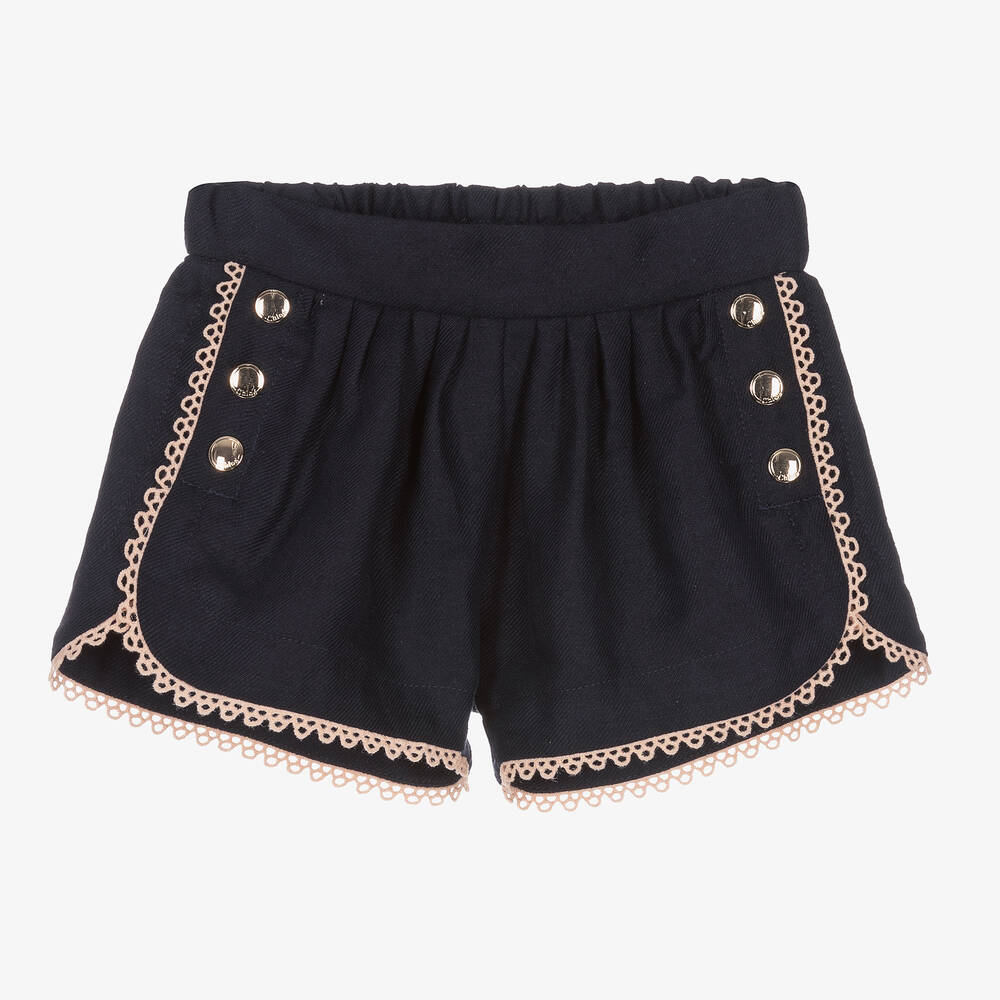 Chloé - Blaue Leinen-Baumwoll-Shorts (M) | Childrensalon