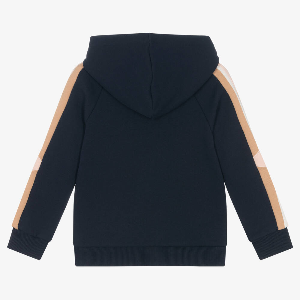 Chloé-Синий топ из органического хлопка на молнии с капюшоном | Childrensalon Outlet