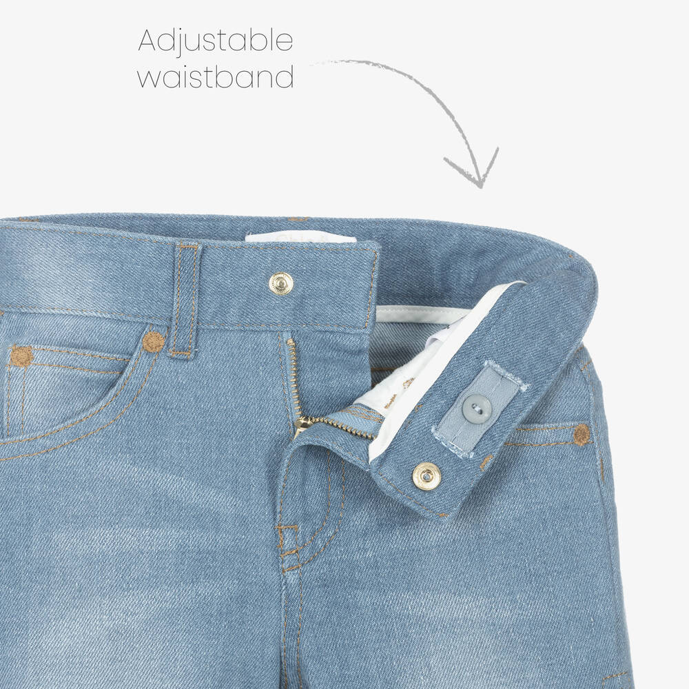 Chloé-Синие джинсы в стиле пэчворк | Childrensalon Outlet