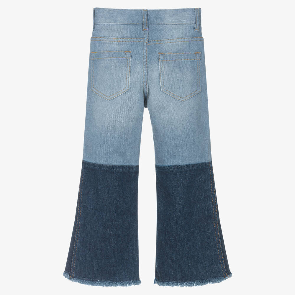 Chloé-Синие джинсы в стиле пэчворк | Childrensalon Outlet