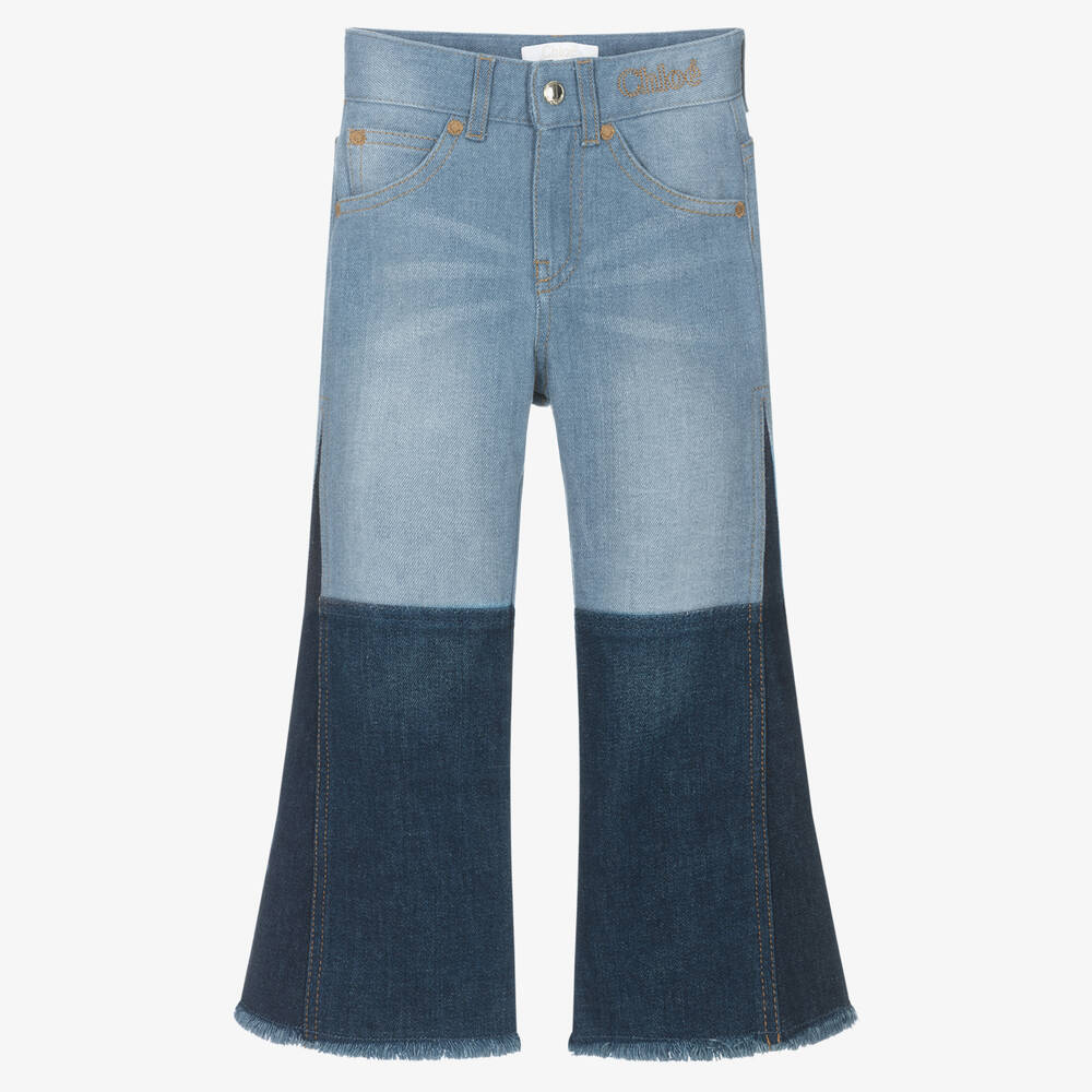 Chloé - Blaue Patchwork-Baumwolljeans | Childrensalon