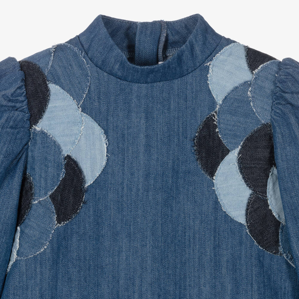 Chloé-Girls Blue Scallop Dress | Childrensalon Outlet