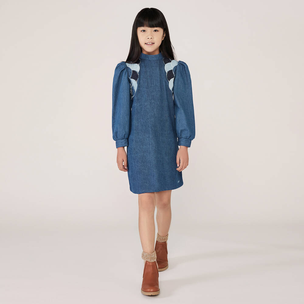 Chloé-Girls Blue Scallop Dress | Childrensalon Outlet