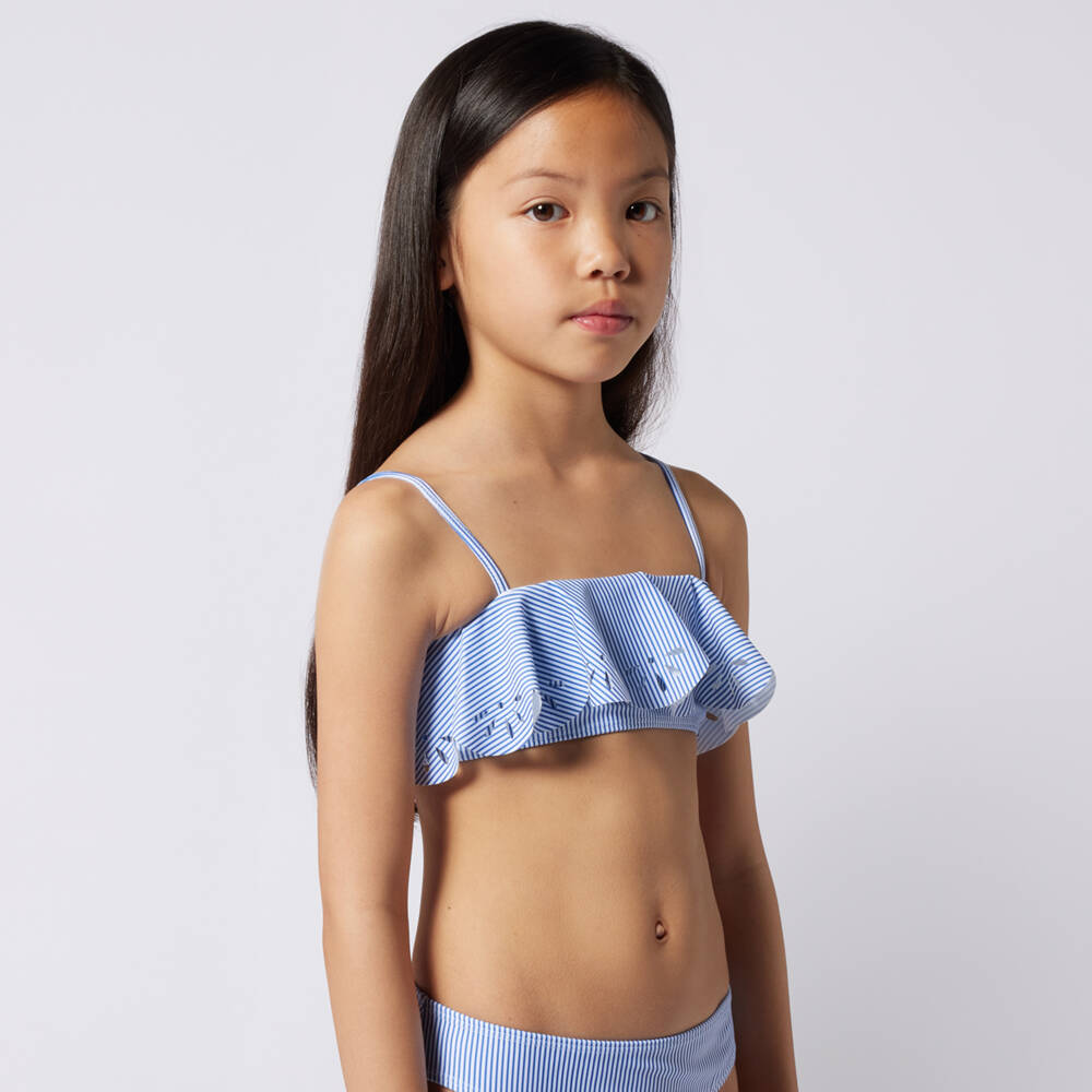 Chloé-Girls Blue Striped Bikini | Childrensalon Outlet