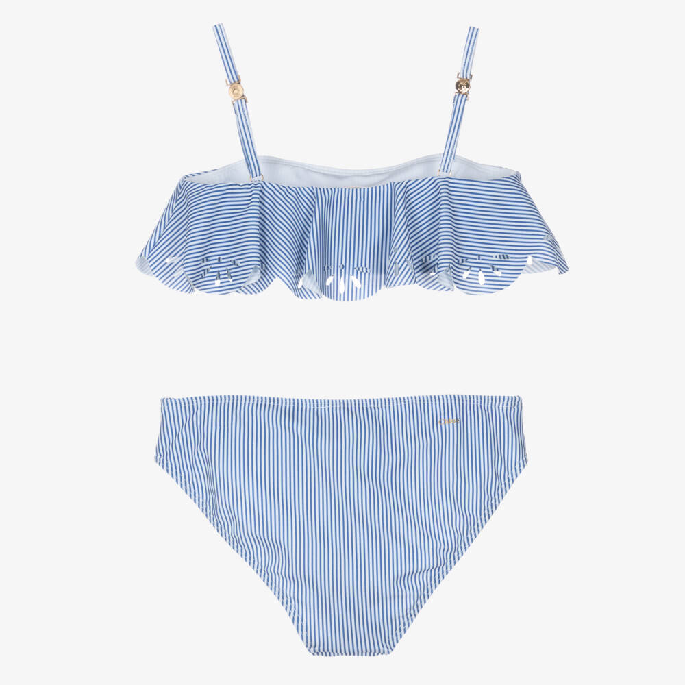Chloé-Girls Blue Striped Bikini | Childrensalon Outlet