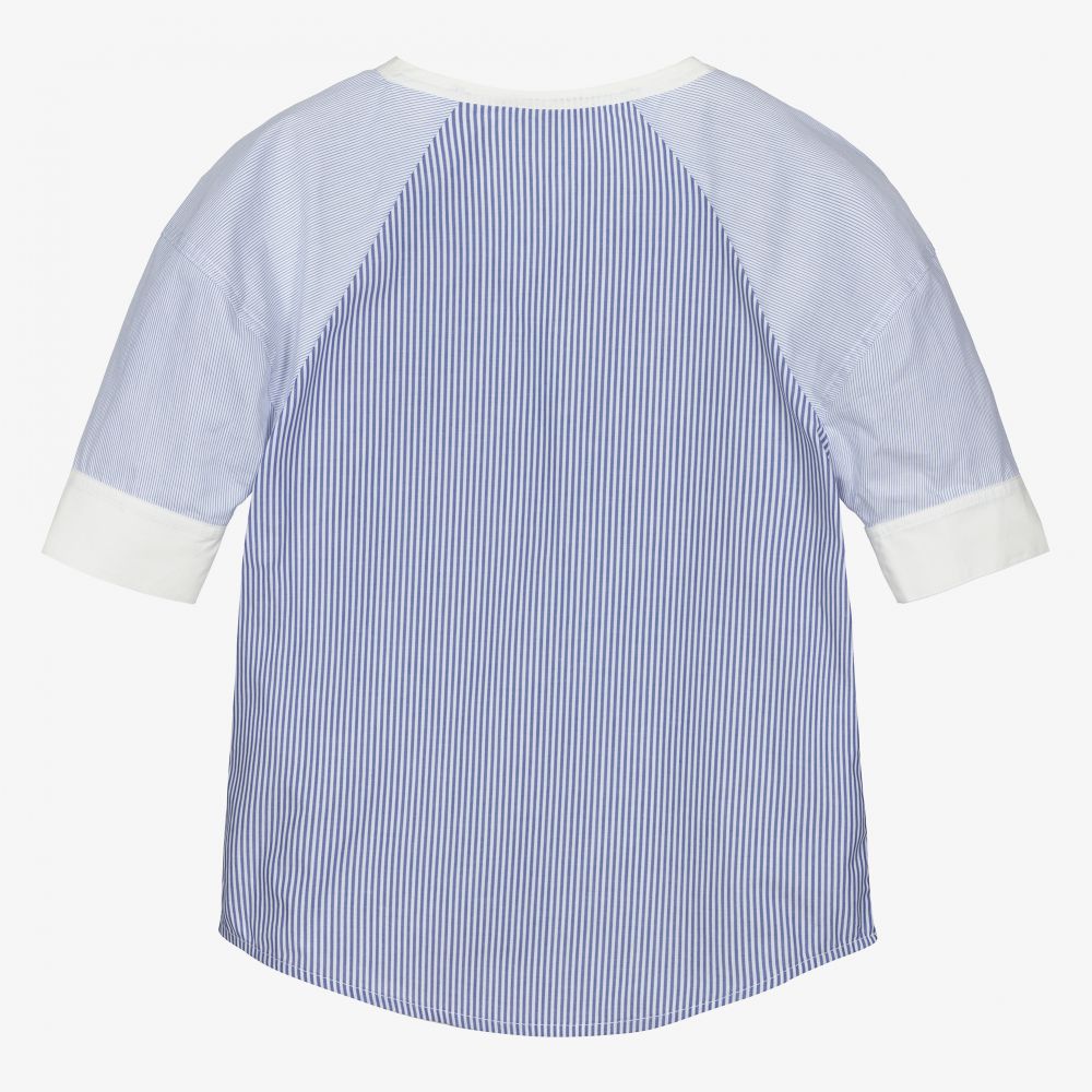 Chloé-Голубая блузка в полоску для девочек | Childrensalon Outlet