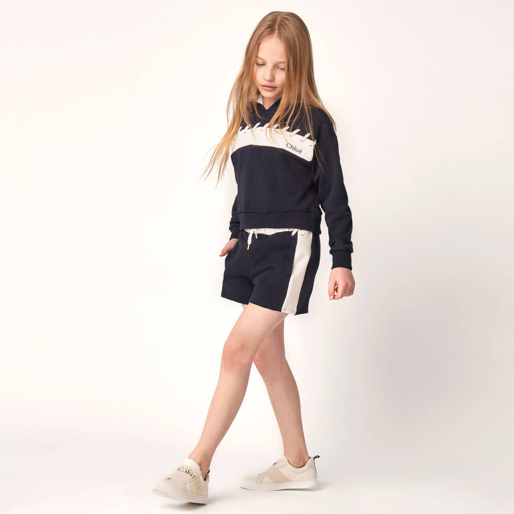 Chloé-Girls Blue Sweatshirt Shorts | Childrensalon Outlet