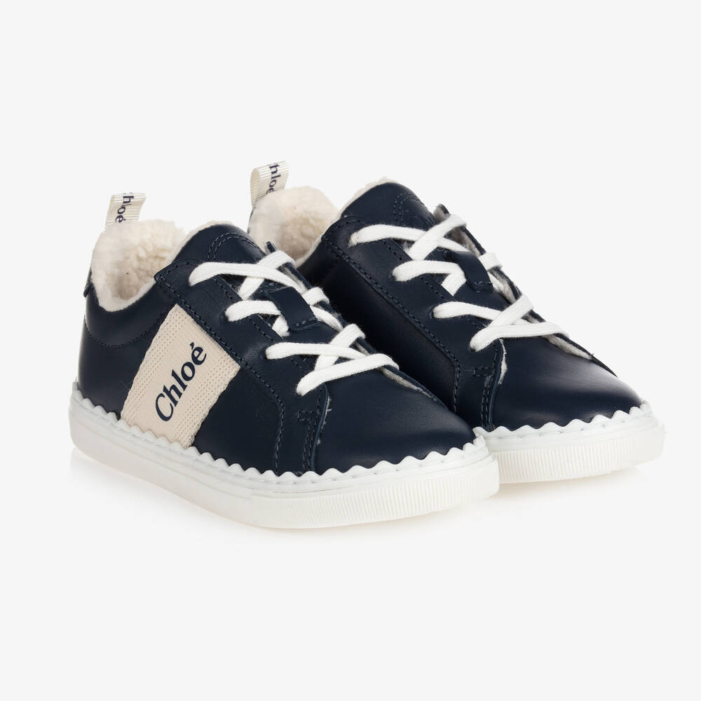 Chloé - Baskets bleues blanches Fille | Childrensalon