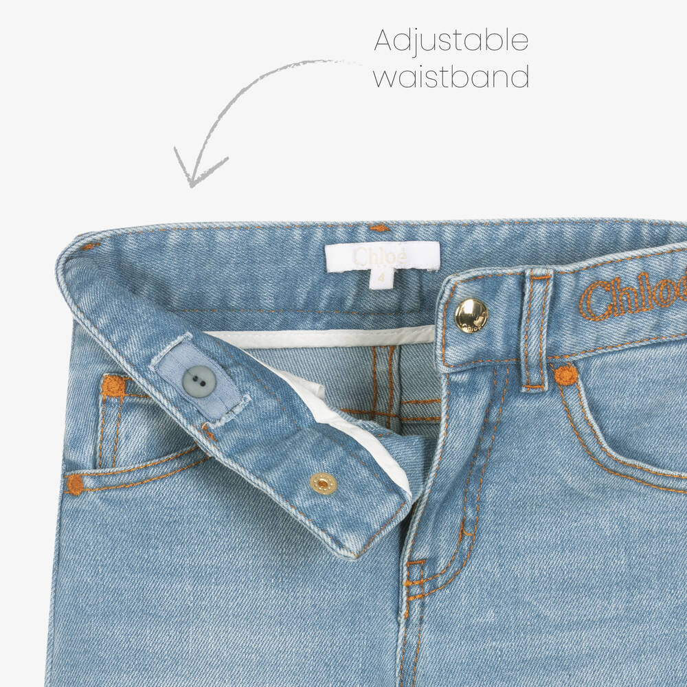 Chloé-Широкие голубые джинсы для девочек | Childrensalon Outlet