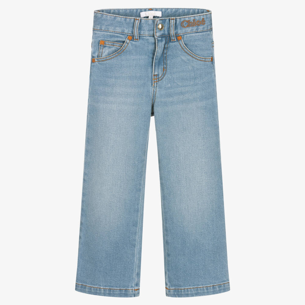 Chloé - Girls Blue Wide-Leg Jeans | Childrensalon