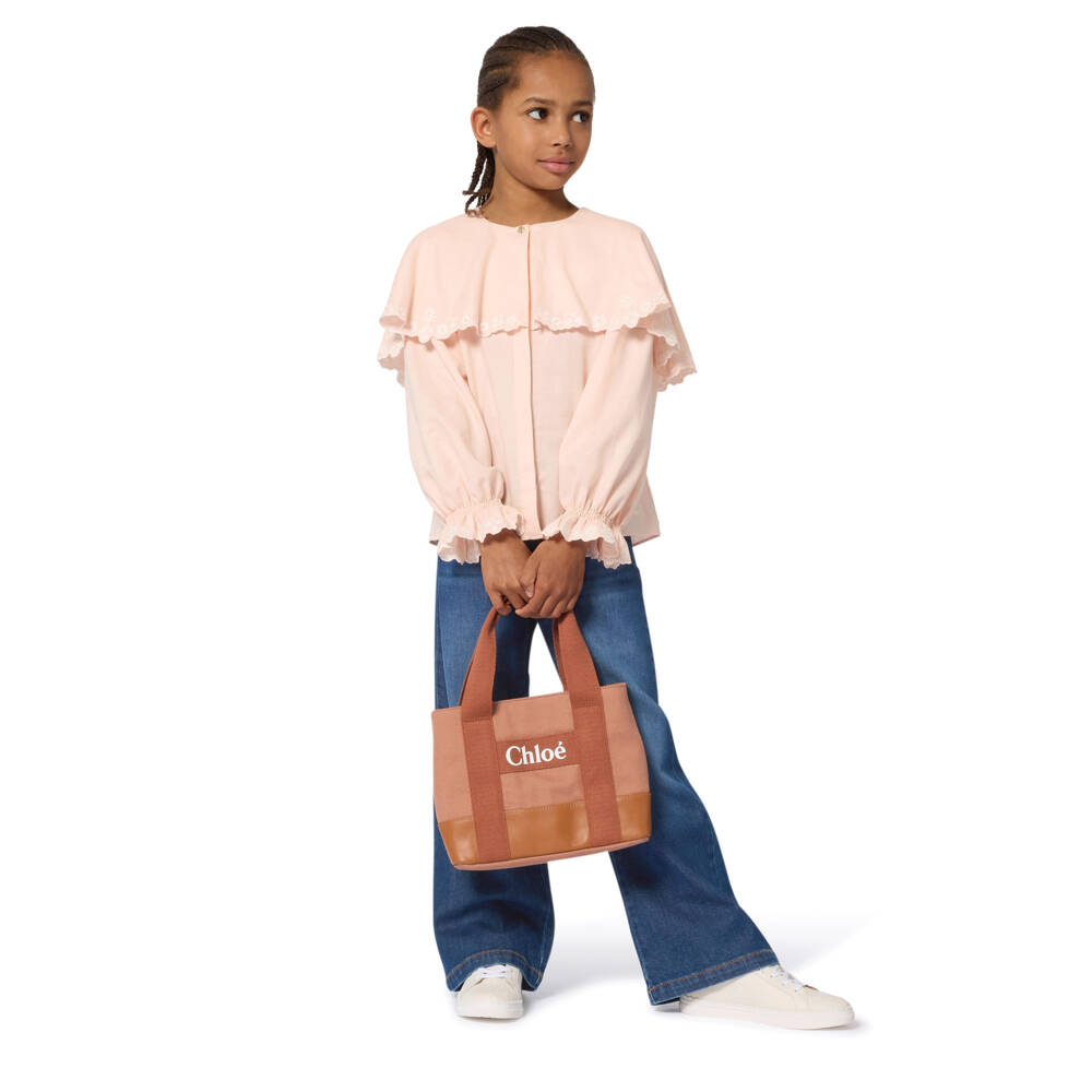 Chloé-Girls Blush Cape Collar Blouse | Childrensalon Outlet