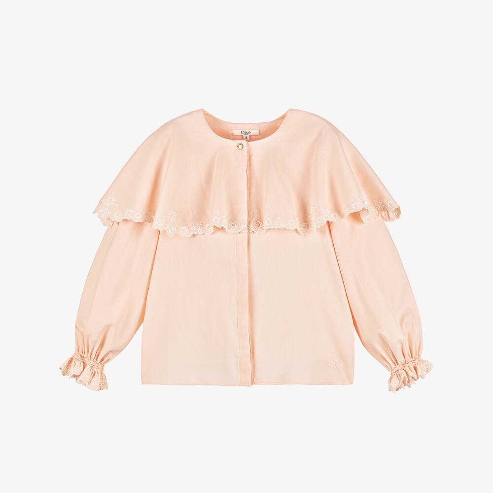 Chloé-بلوزة وردية فاتحة للبنات مع ياقة كاب | Childrensalon Outlet
