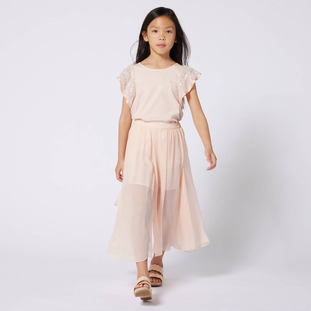 Chloé-Girls Blush Silk Crêpe Pants | Childrensalon Outlet