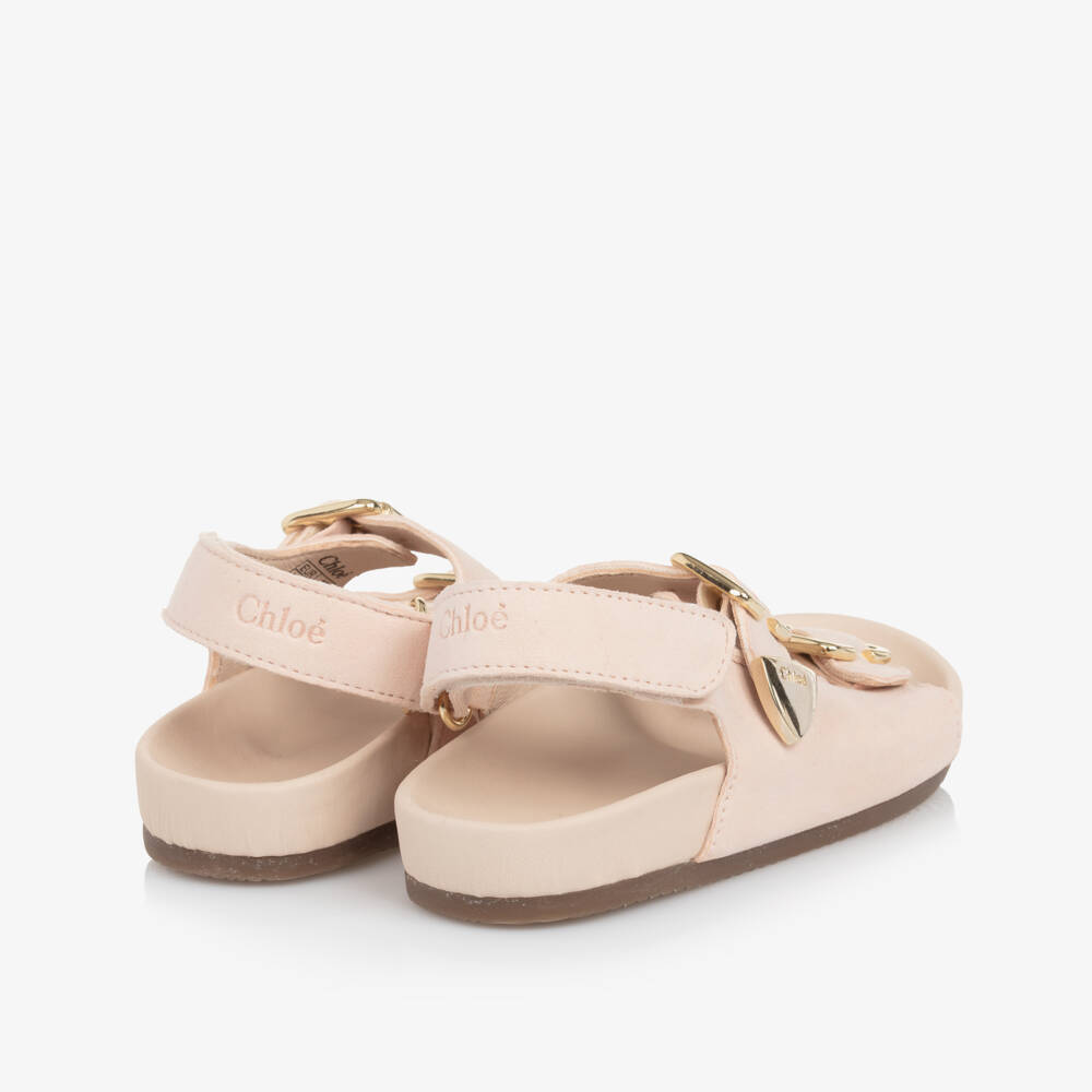 Chloé-Girls Blush Suede Buckle Sandals | Childrensalon Outlet