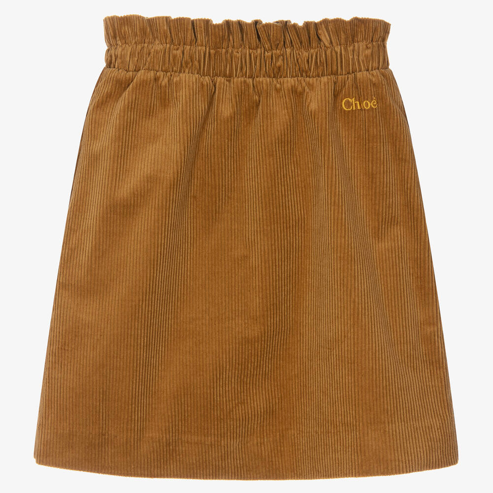 Chloé-Girls Brown Corduroy Skirt  | Childrensalon Outlet