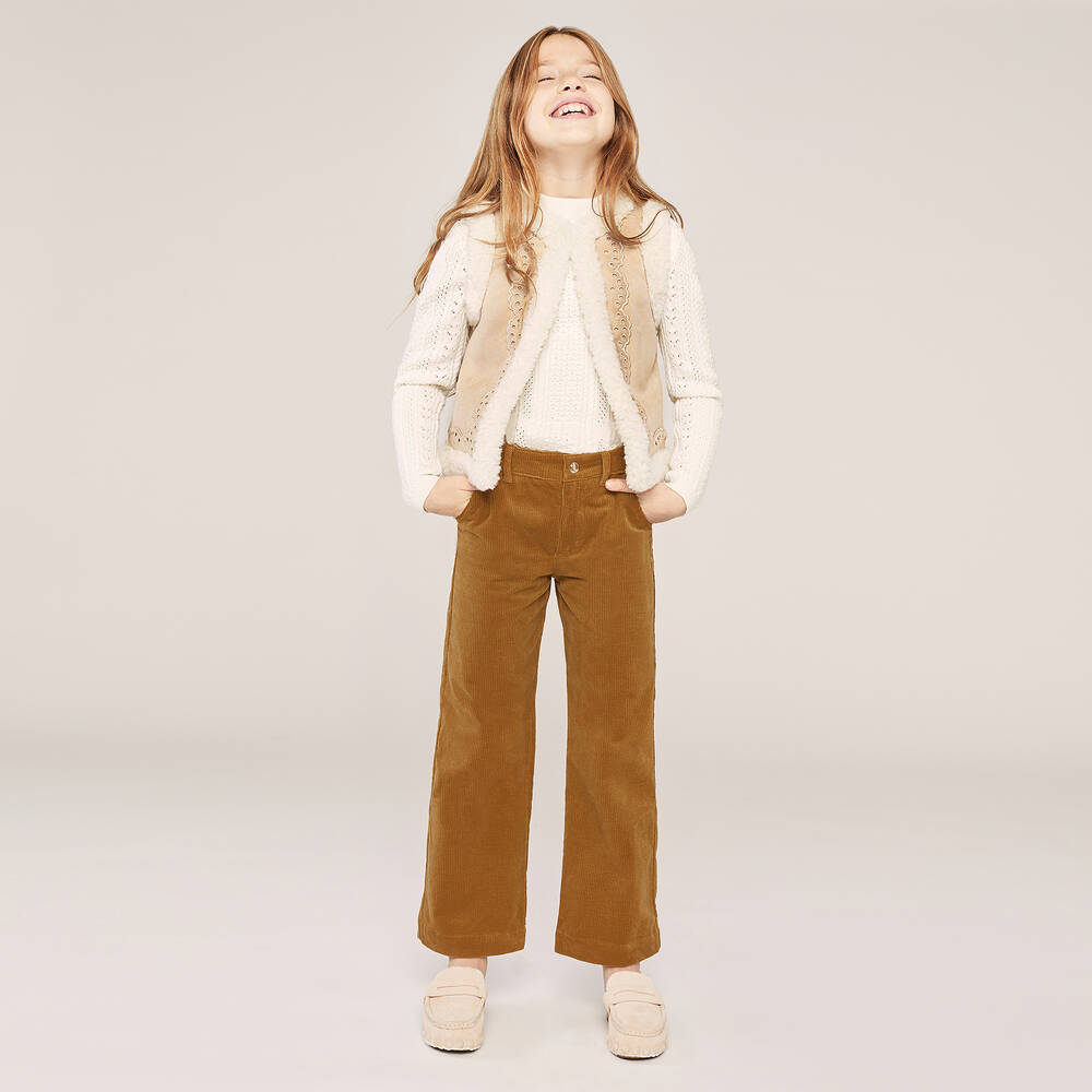 Chloé-Girls Brown Corduroy Trousers | Childrensalon Outlet