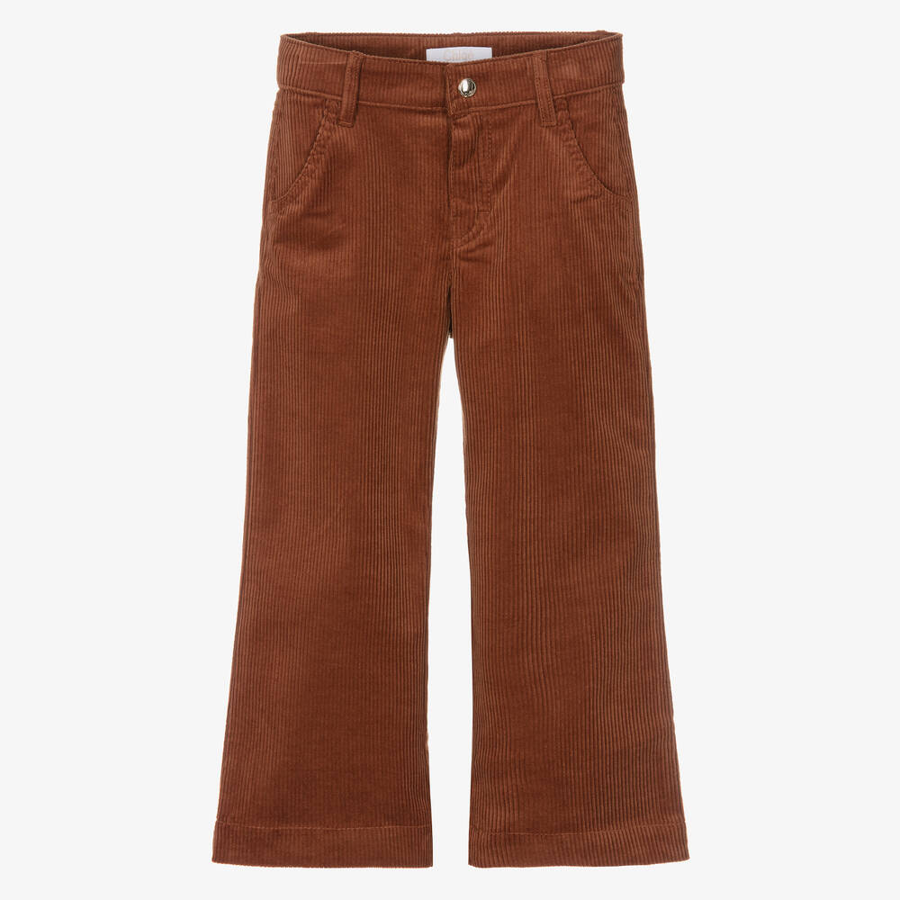 Chloé - Pantalon marron en velours côtelé fille | Childrensalon