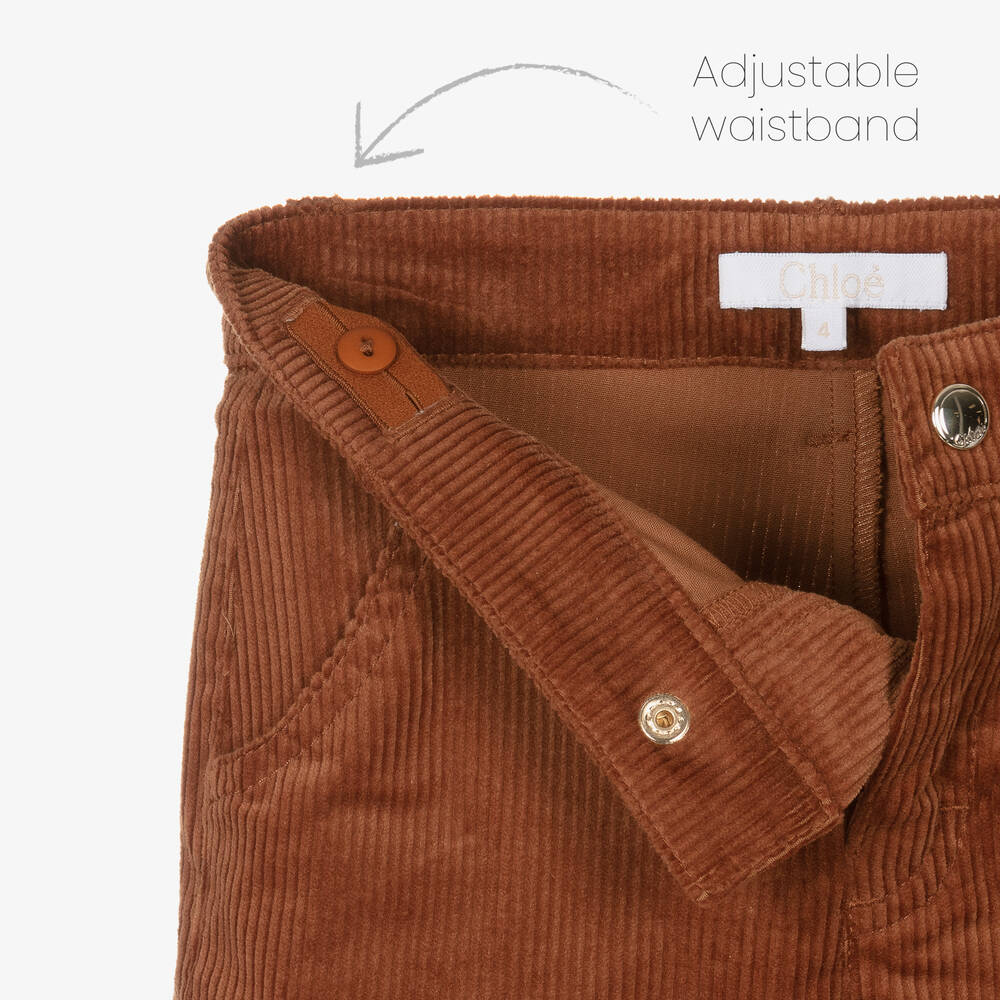 Chloé-Girls Brown Corduroy Trousers | Childrensalon Outlet