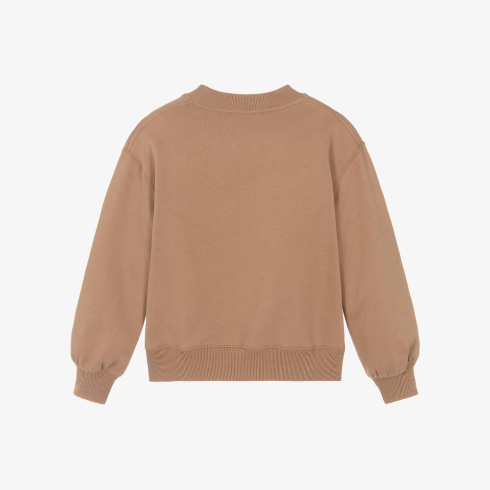 Chloé-Girls Brown Cotton Appliqué Logo Sweatshirt | Childrensalon Outlet
