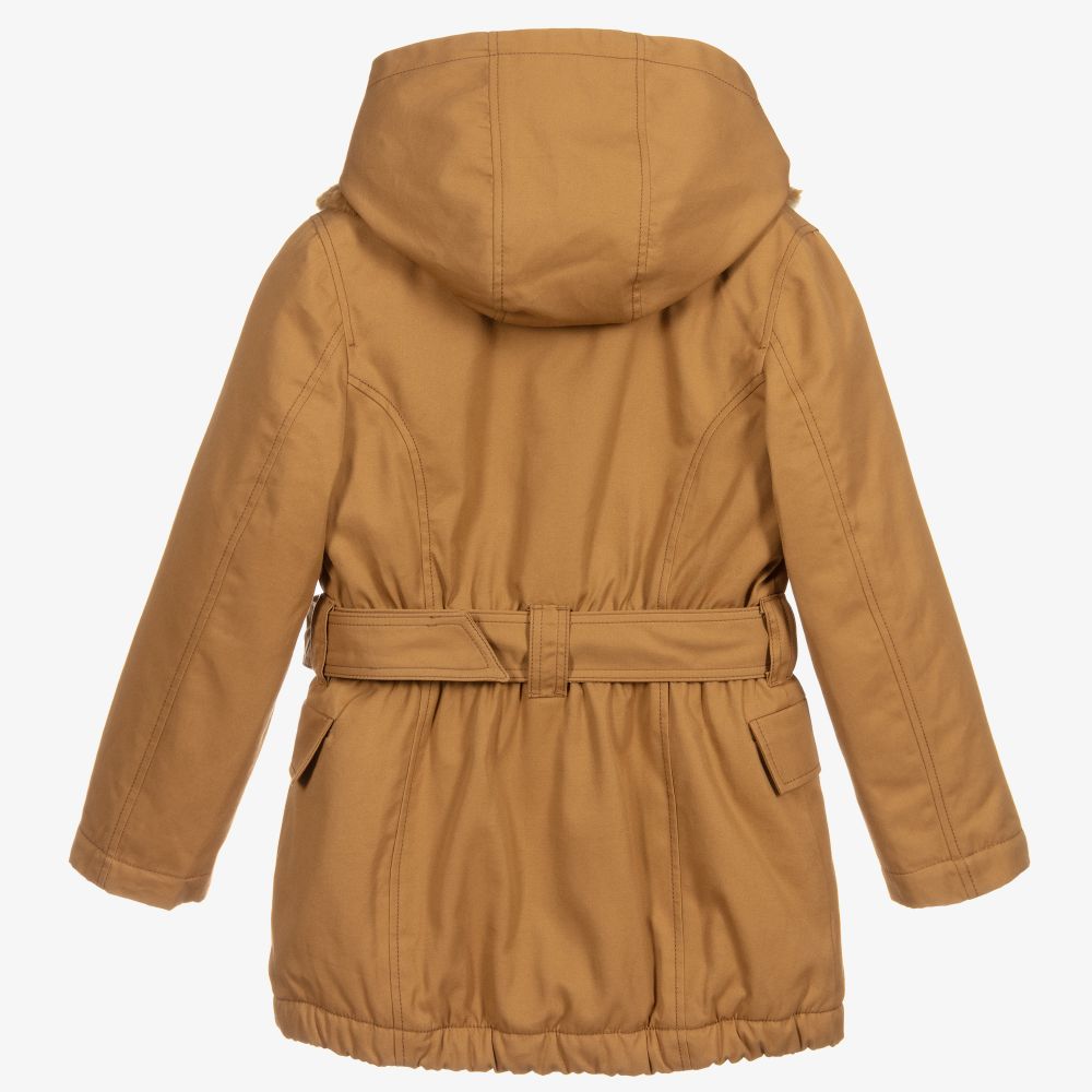 Chloé-Girls Brown Cotton Belted Coat | Childrensalon Outlet
