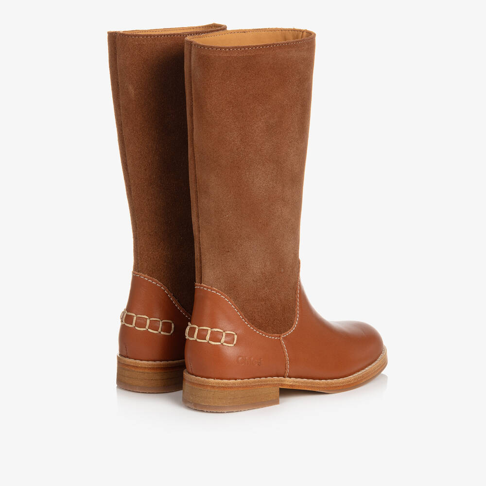 Chloé-Girls Brown Suede & Leather Boots | Childrensalon Outlet