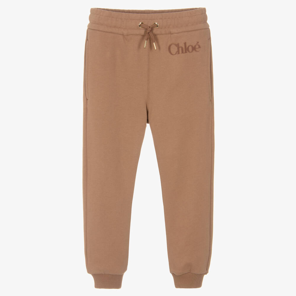 Chloé-Girls Caramel Embroidered Joggers | Childrensalon Outlet