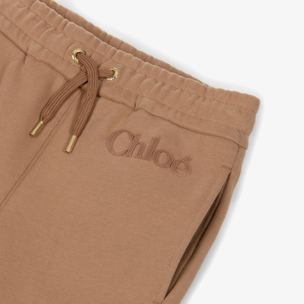 Chloé-Girls Caramel Embroidered Joggers | Childrensalon Outlet