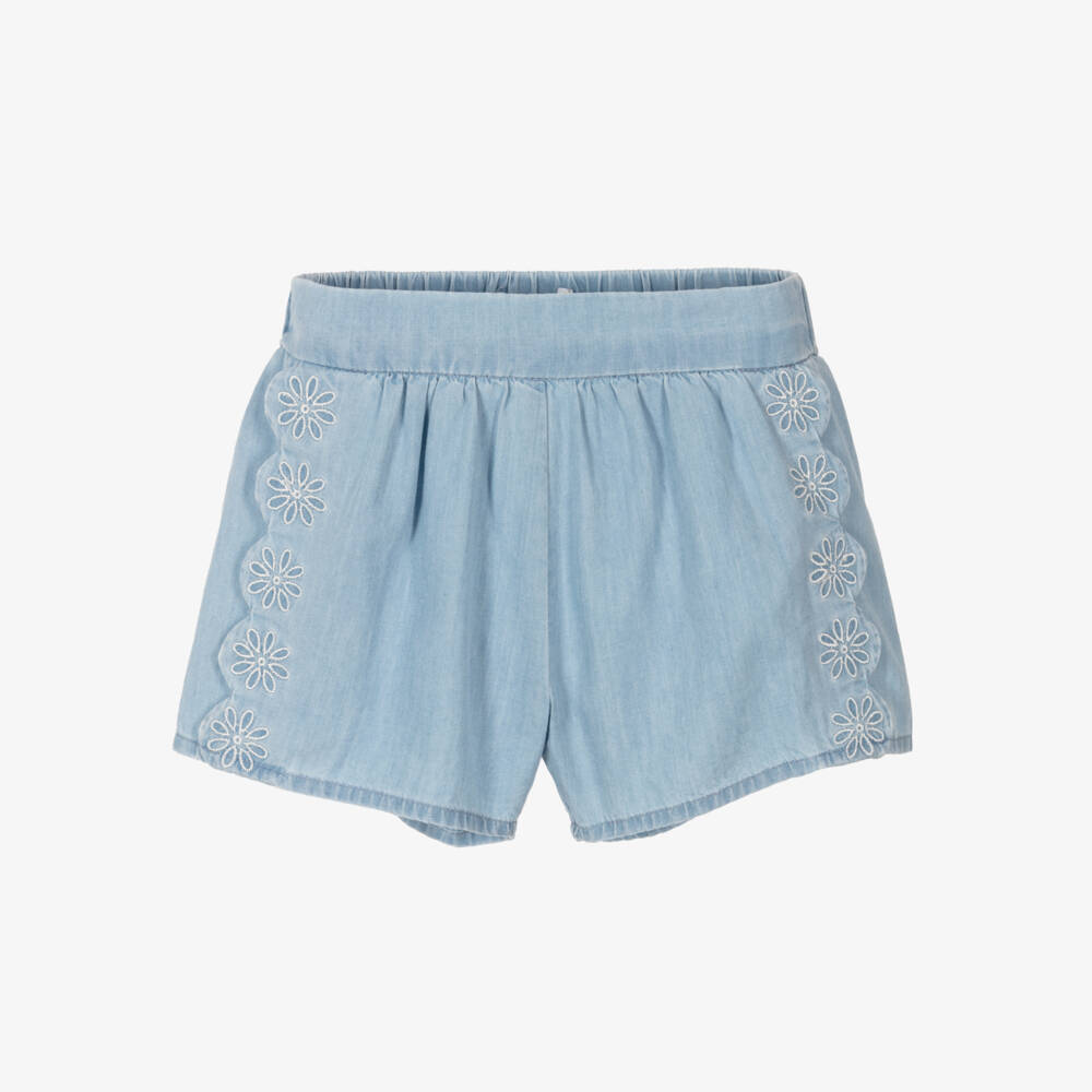 Chloé-Шорты с цветочным узором из шамбре для девочек | Childrensalon Outlet