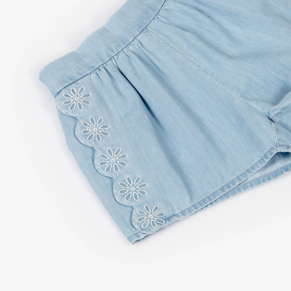 Chloé-Шорты с цветочным узором из шамбре для девочек | Childrensalon Outlet