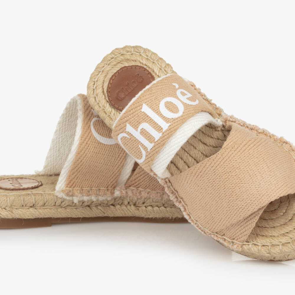 Chloé-Шикарные бежевые сандалии с логотипом для девочек | Childrensalon Outlet